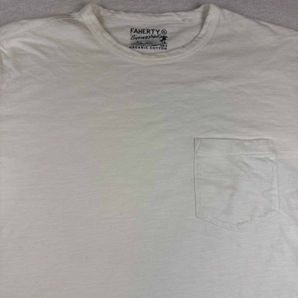 Faherty Sunwashed Pocket Tee Mens XL White Organic Cotton MKC0089-WHT ***